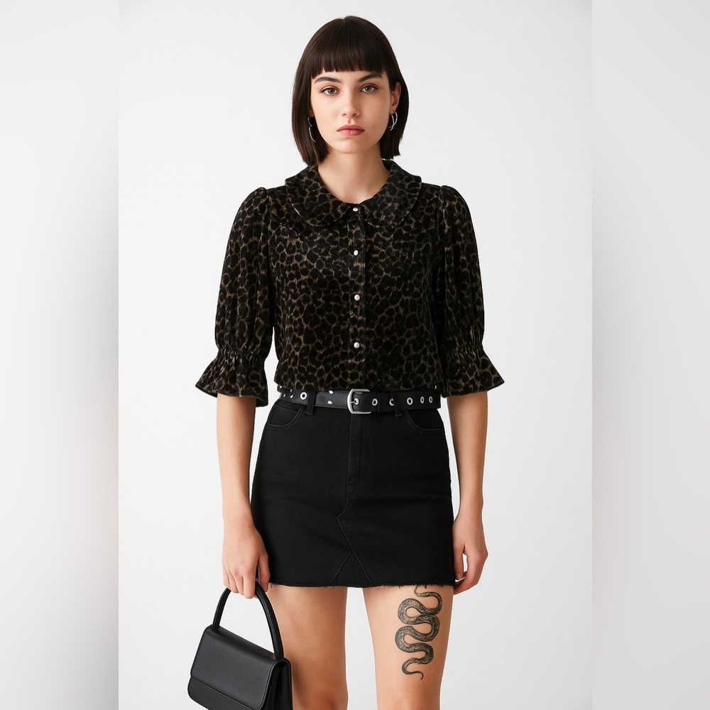 Paris Aetlier
& Other Stories Velvet Leopard Print Blouse - - Deadstock